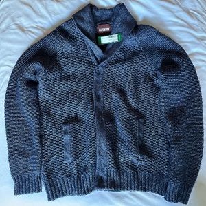 Alesbury Navy Blue Sweater Button Down Seed Stitch Cardigan Recycled Polyester